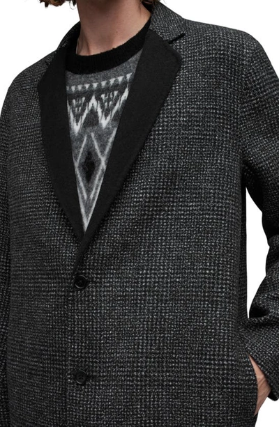 Shop Allsaints Monroy Houndstooth Notch Lapel Coat In Black/ Grey