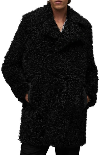 Shop Allsaints Stellar Genuine Shearling Coat In Black