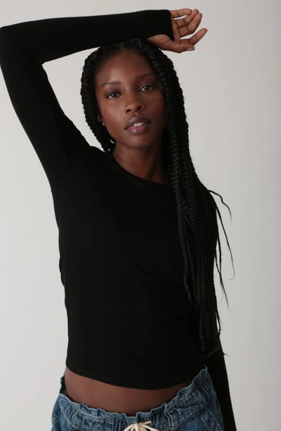 Shop Electric & Rose Olivia Rib Long Sleeve Top In Onyx