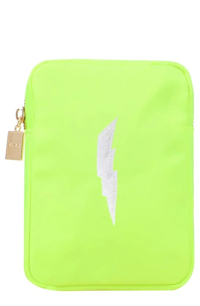 Shop Bloc Bags Mini Lightening Bolt Cosmetics Bag In Neon Yellow