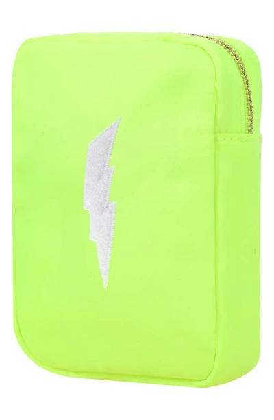 Shop Bloc Bags Mini Lightening Bolt Cosmetics Bag In Neon Yellow