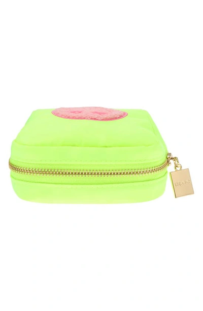 Shop Bloc Bags Mini Smiley Cosmetics Bag In Neon Yellow