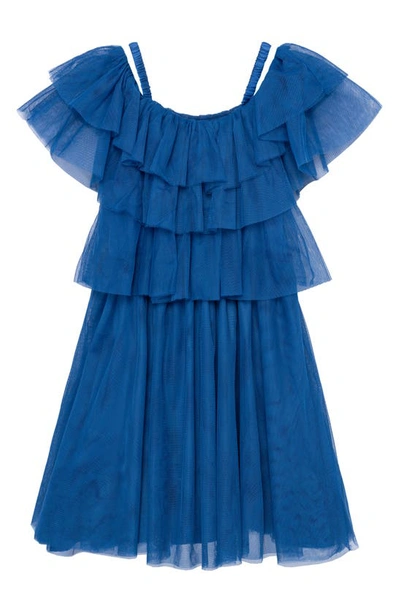 Shop Habitual Kids' Tiered Mesh Dress In Blue