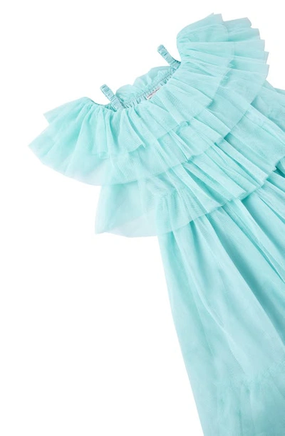 Shop Habitual Kids' Tiered Mesh Dress In Aqua