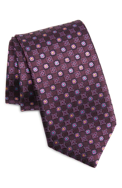 Shop Canali Medallion Silk Tie In Purple
