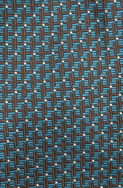 Shop Canali Geometric Silk Jacquard Tie In Brown