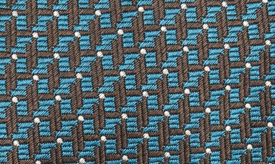 Shop Canali Geometric Silk Jacquard Tie In Brown