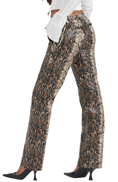 House Of Cb Sernia Lace-up Faux Leather Trousers In Animal Print