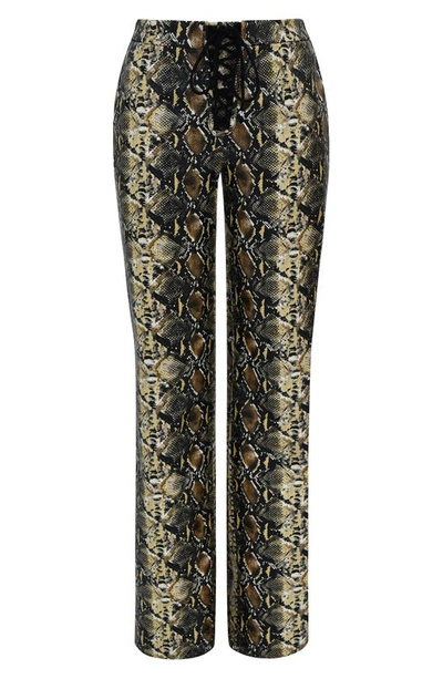 House Of Cb Sernia Lace-up Faux Leather Trousers In Animal Print
