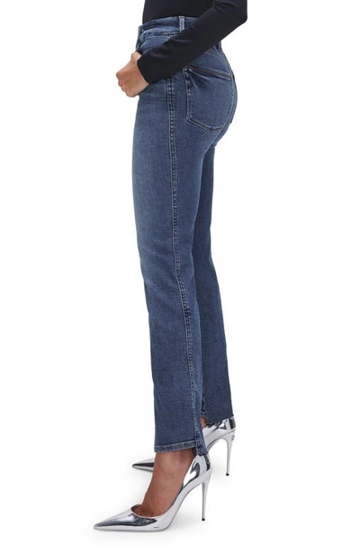 Shop Good American Good Curve Step Hem Straight Leg Jeans In Indigo522