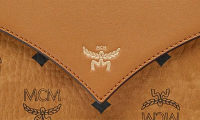 Shop Mcm Diamond Visetos Coated Canvas Crossbody Bag In Cognac