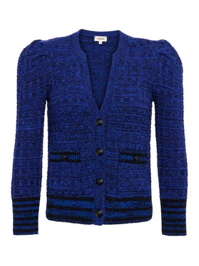 Shop L Agence Jenni Cardigan In Blue/black Multi