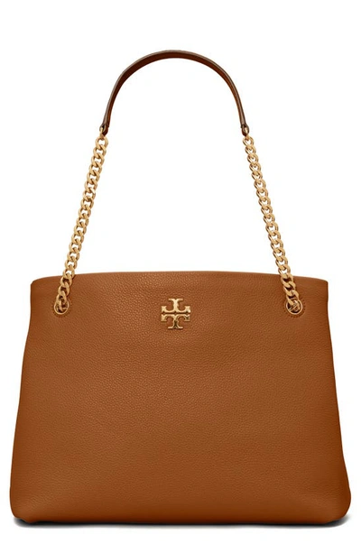 Shop Tory Burch Kira Leather Tote In Light Umber