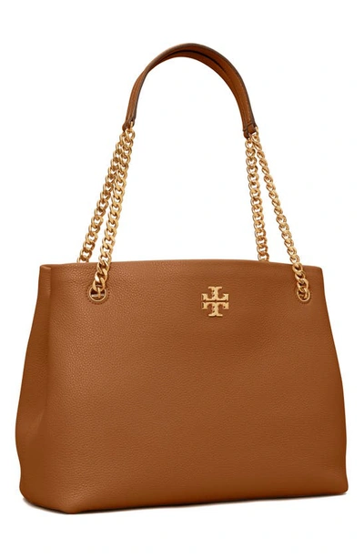 Shop Tory Burch Kira Leather Tote In Light Umber