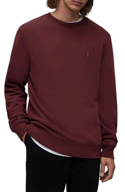 Shop Allsaints Raven Slim Fit Crewneck Sweatshirt In Mars Red