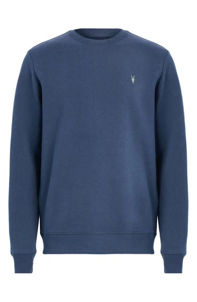Shop Allsaints Raven Slim Fit Crewneck Sweatshirt In Cadet Blue