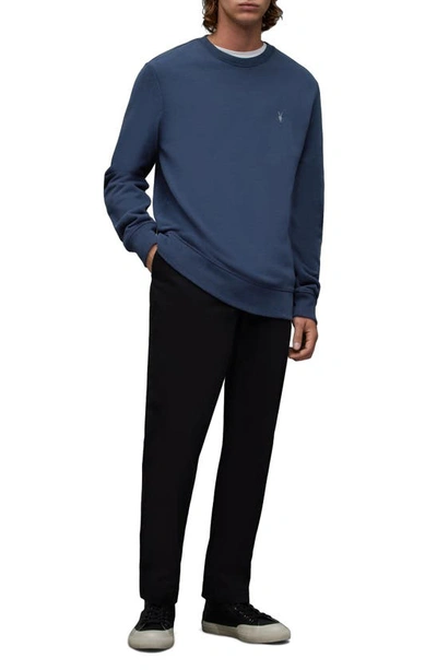 Shop Allsaints Raven Slim Fit Crewneck Sweatshirt In Cadet Blue