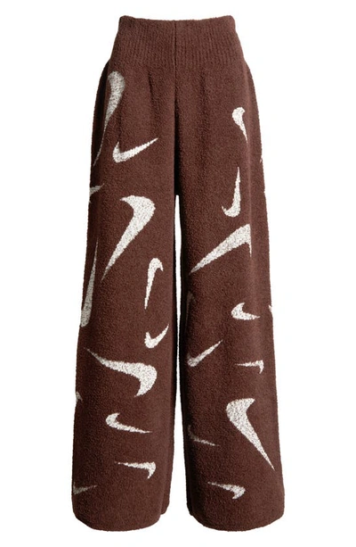 Nike Women's Sportswear Phoenix Cozy Bouclã© High-waisted Wide-leg Knit  Pants In Brown