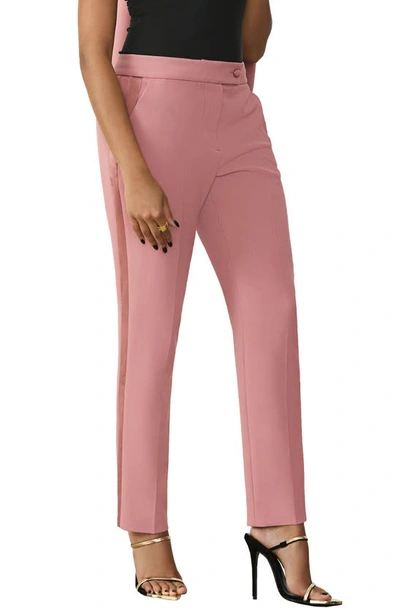Shop Gstq Satin Tuxedo Pants In Soft Pink