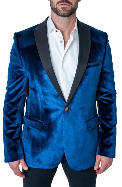 Shop Maceoo Tesla Velvet Blue Dinner Jacket