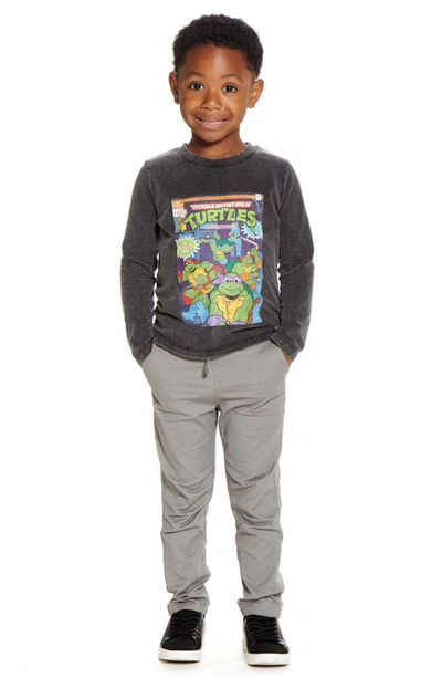Shop Andy & Evan Kids' Distressed Comic Book Long Sleeve Graphic T-shirt In Grey Turtles
