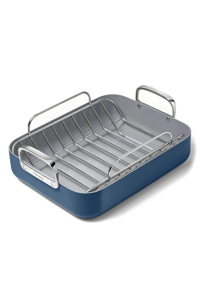 Shop Caraway Ceramic Nonstick Roasting Pan & Wire Rack In Navy