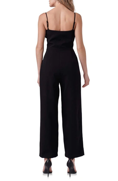 Endless Rose Rosette Trim Wide Leg Jumpsuit In Black