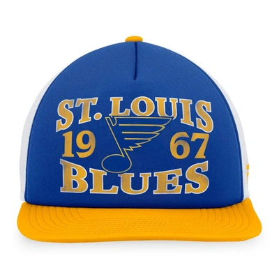 Shop Fanatics Branded Blue/gold St. Louis Blues Heritage Vintage Foam Front Trucker Snapback Hat