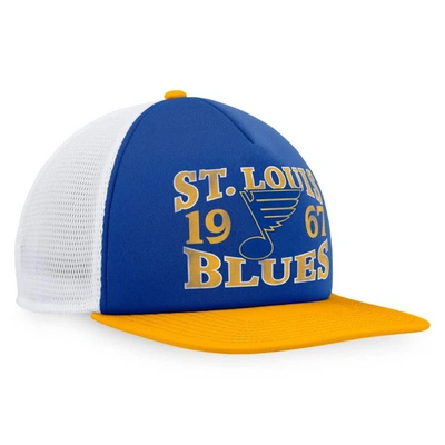 Shop Fanatics Branded Blue/gold St. Louis Blues Heritage Vintage Foam Front Trucker Snapback Hat