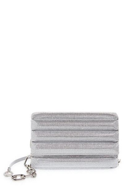 Shop Judith Leiber Fizzoni Crystal Pillow Clutch In Silver Rhine
