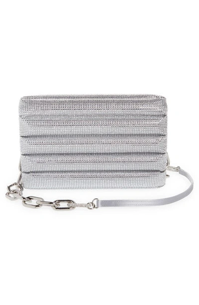 Shop Judith Leiber Fizzoni Crystal Pillow Clutch In Silver Rhine