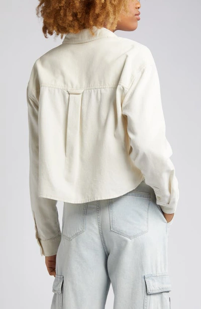 Shop Bp. Cotton Corduroy Button-up Crop Shirt In White Whisper