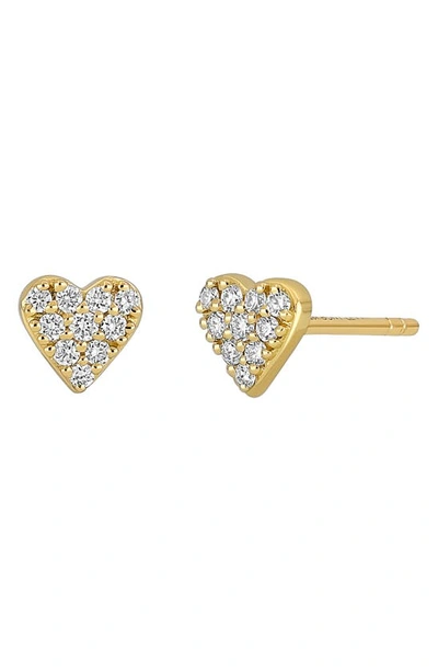 Shop Bony Levy Mika Heart Diamond Stud Earrings In 18k Yellow Gold