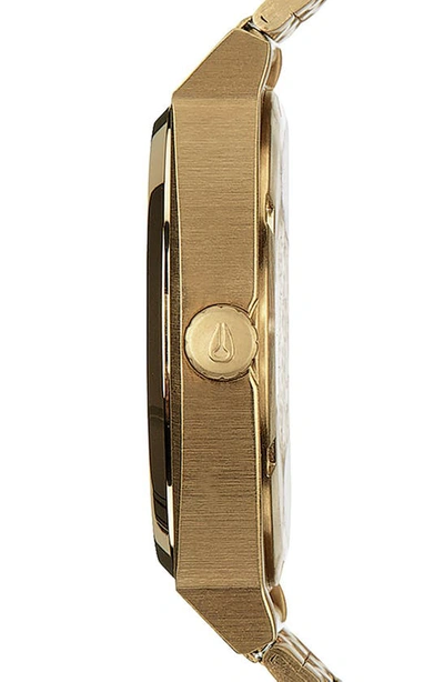 Shop Nixon The Time Teller Bracelet Watch, 37mm In Gold / Green Sunray