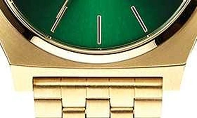 Shop Nixon The Time Teller Bracelet Watch, 37mm In Gold / Green Sunray