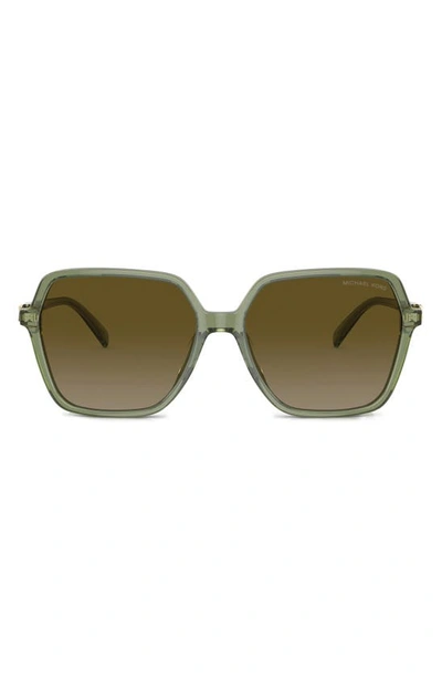 Shop Michael Kors Jasper 58mm Square Sunglasses In Green Havana