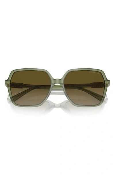 Shop Michael Kors Jasper 58mm Square Sunglasses In Green Havana