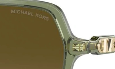 Shop Michael Kors Jasper 58mm Square Sunglasses In Green Havana