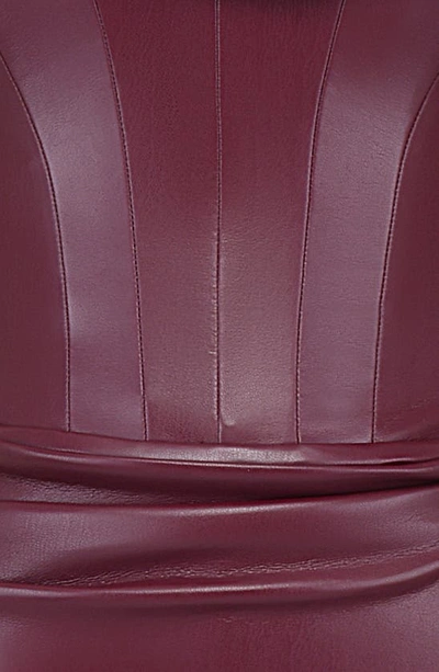 House Of Cb Raven Off The Shoulder Faux Leather Dress In Mulberry