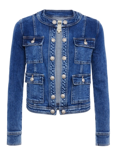 L Agence Yari Faded Collarless Denim Jacket In Rhodes