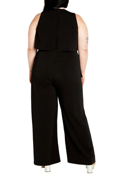 Shop City Chic Alexis Sleeveless Wide Leg Jumpsuit In Black