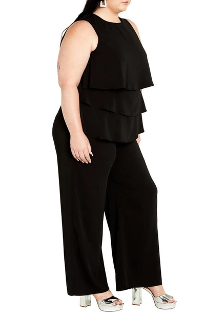 Shop City Chic Alexis Sleeveless Wide Leg Jumpsuit In Black