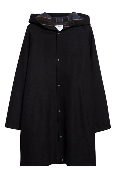 Shop Visvim Connor Wool & Linen Hooded Coat In Black