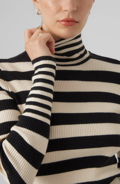 Shop Vero Moda Maxine Stripe Turtleneck Top In Black Stripes/ Birch