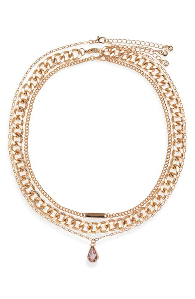 Shop Bp. Layered Drop Necklace In Goldight Rose