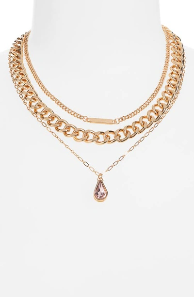 Shop Bp. Layered Drop Necklace In Goldight Rose