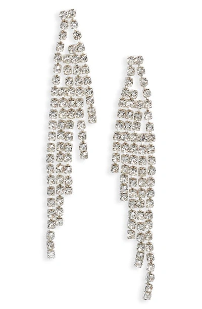 Shop Bp. Cascading Crystal Fringe Earrings In Silverlear