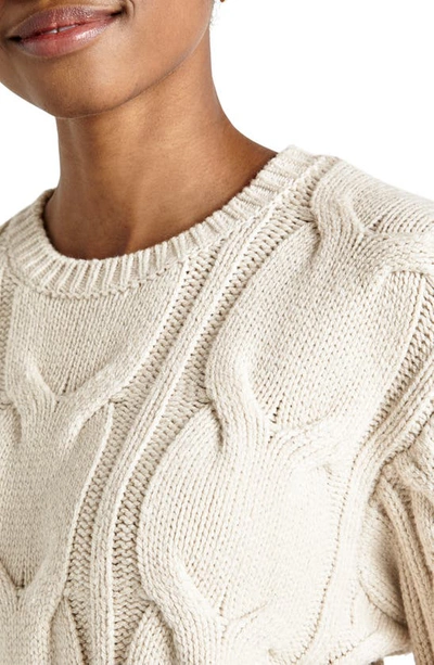 Shop Splendid Esra Cable Crewneck Sweater In White Sand