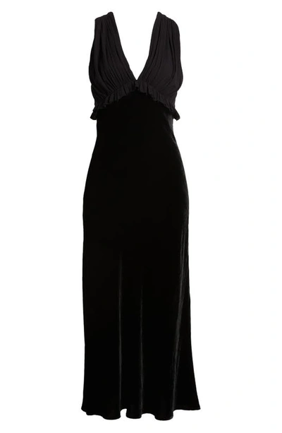 Rails Gilda Chiffon Velvet Maxi Dress In Black Velvet