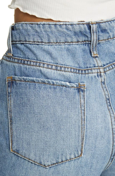 Shop Ptcl '90s Frayed Superhigh Waist Wide Leg Jeans In Med Blue